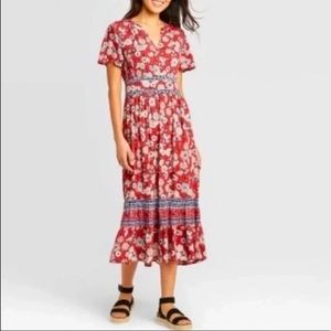 NWT Knox Rose XXL floral boho style red midi dress